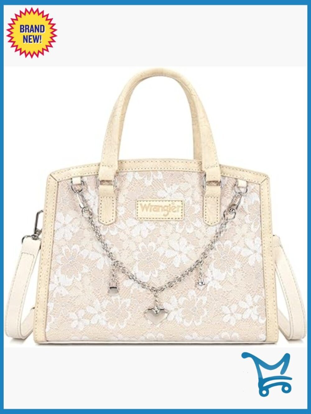Medium Tote Satchel with Lace Design, Adjustable Strap, Spacious Interior